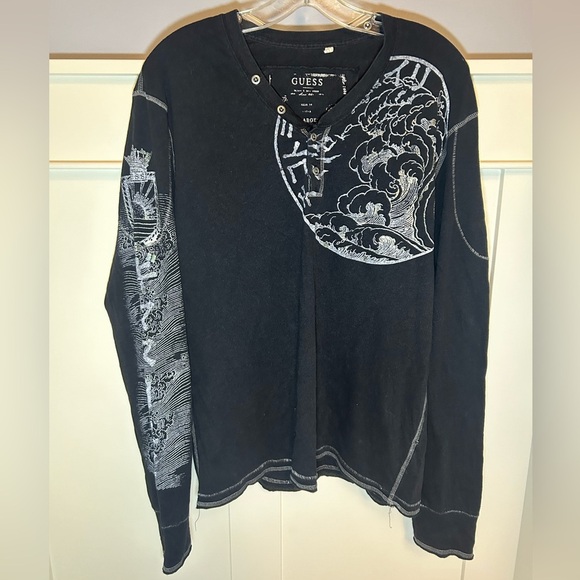 Vintage Guess Japanese metallic waves single-stitch shirt - Picture 1 of 9